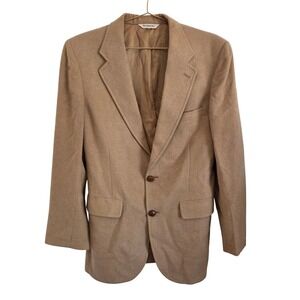 100% Pure Camelhair Neiman Marcus Mens Blazer Tan Wool Blend Two Button‎
